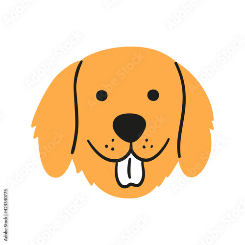 Cute retriever face. Dog head icon. Hand drawn isolated vector illustration in doodle style on white background