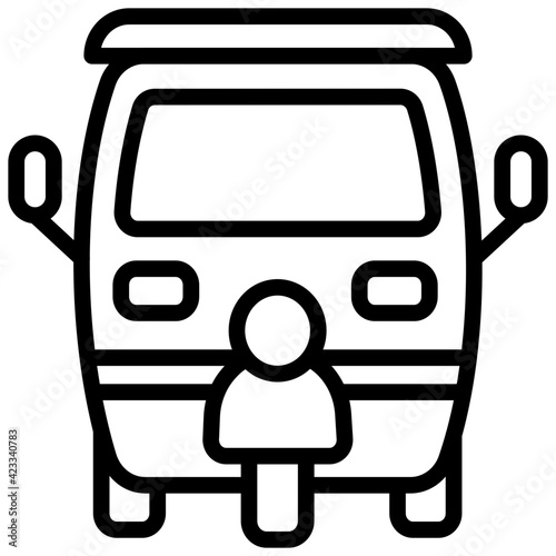 Tuk tuk icon in linear design, transport vector