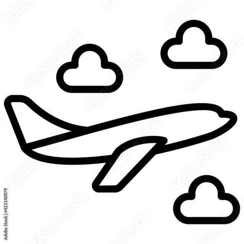 It's time to travel, icon of airplane in outline design