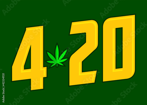 420 Cannabis Day Time, Marijuana Leaf vector design.