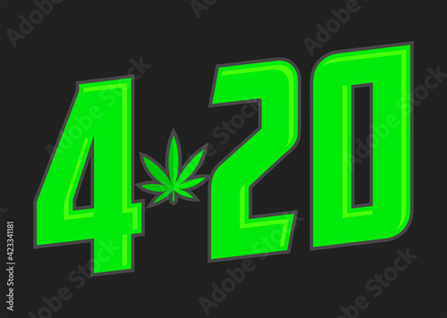 420 Cannabis Day Time, Marijuana Leaf vector design.
