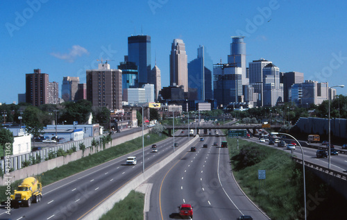Downtown Minneapolis Minnesota Skyline and Interstate Highway 35W