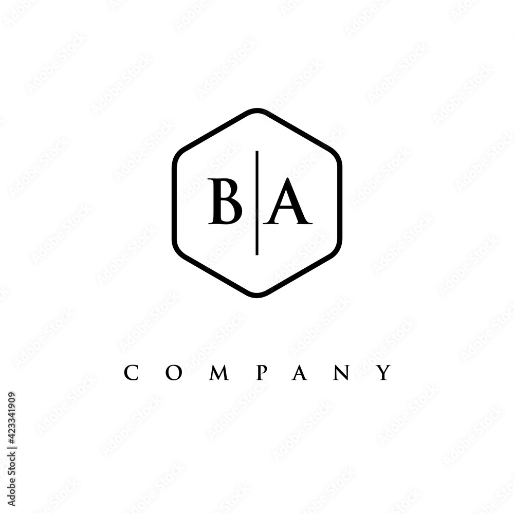 initial BA logo design vector