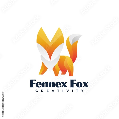 Vector Logo Illustration Fox Gradient Colorful Style.