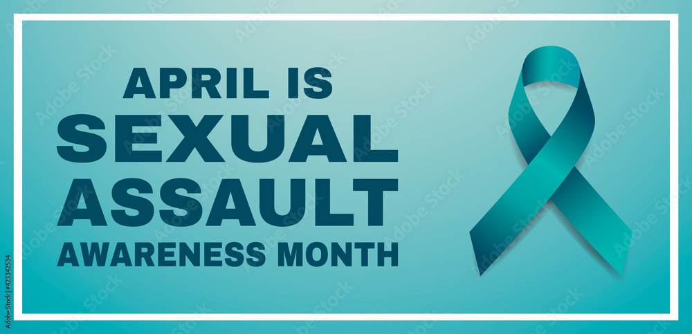 Sexual assault awareness month concept. Banner template with teal ...