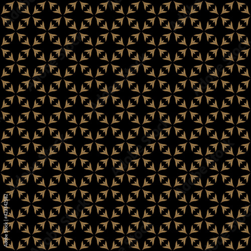 Seamless of diagonal leaf pattern. Design modular tile gold on black background. Design print for illustration, texture, wallpaper, background. 