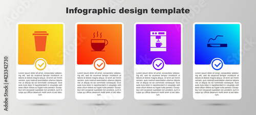 Set Coffee cup to go, , machine and Cigarette. Business infographic template. Vector