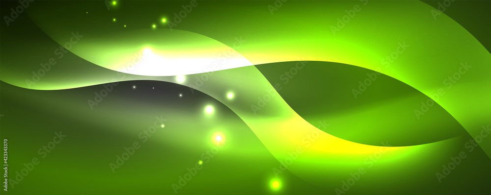 Shiny glowing neon wave, light lines abstract background. Magic energy and motion concept. Vector wallpaper template Shiny glowing neon wave, light lines abstract background. Magic energy and motion concept. Vector wallpaper template