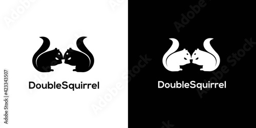 Simple, modern and attractive double squirrel logo