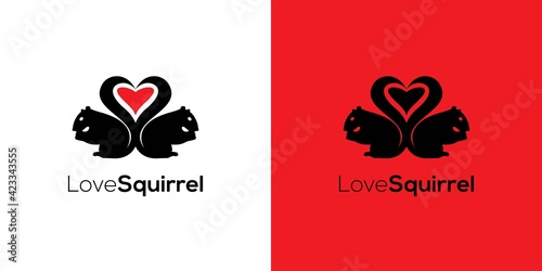 The squirrel logo loves each other is simple and cheerful