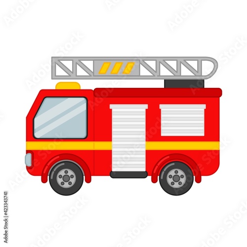 Vector illustration of a fire engine
 in cartoon style.