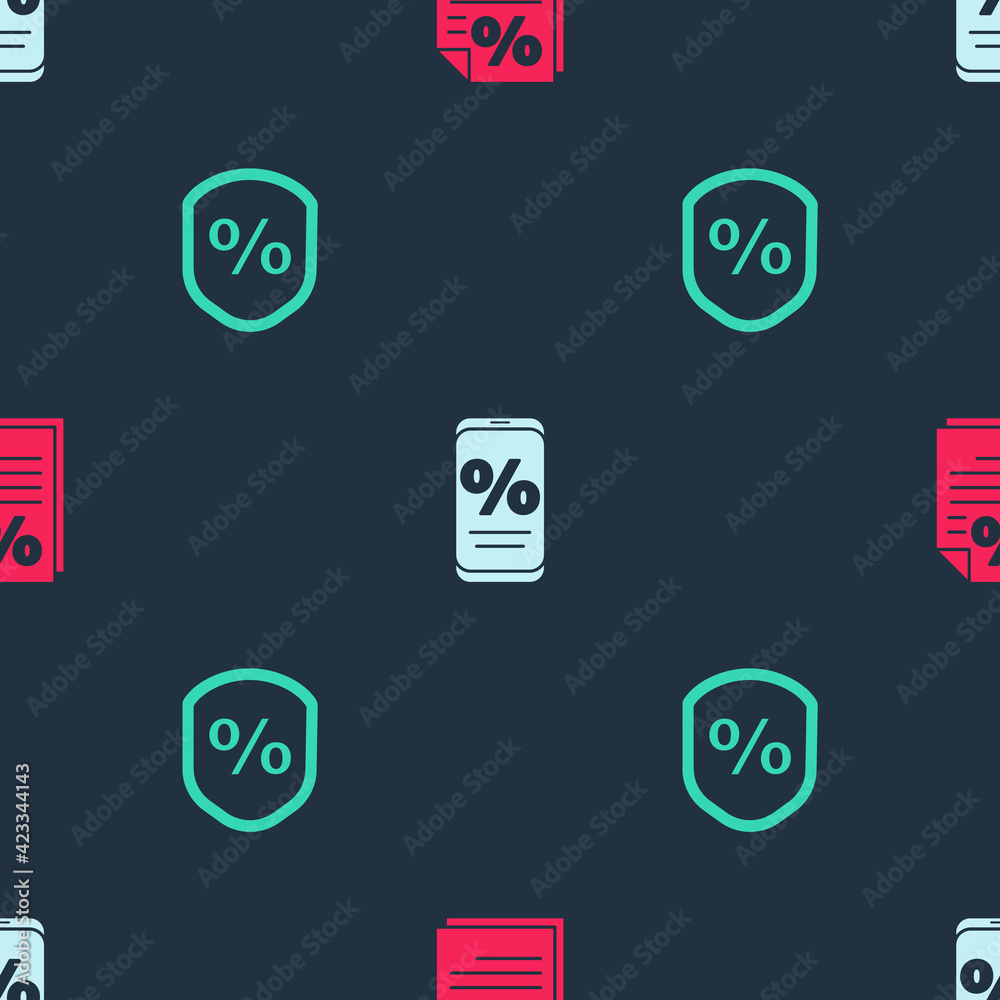 Set Finance document, Percent discount and mobile and Loan percent on seamless pattern. Vector Set Finance document, Percent discount and mobile and Loan percent on seamless pattern. Vector