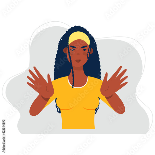 Female afro hairstyles. dreads and afro braids for a girl. Black beauty concept.
 Colorfull flat vector illustration. 
