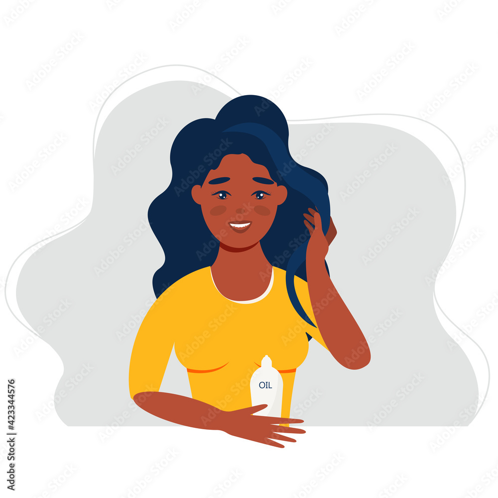 Obraz premium Female afro hairstyles. dreads and afro braids for a girl. Black beauty concept. Colorfull flat vector illustration. 