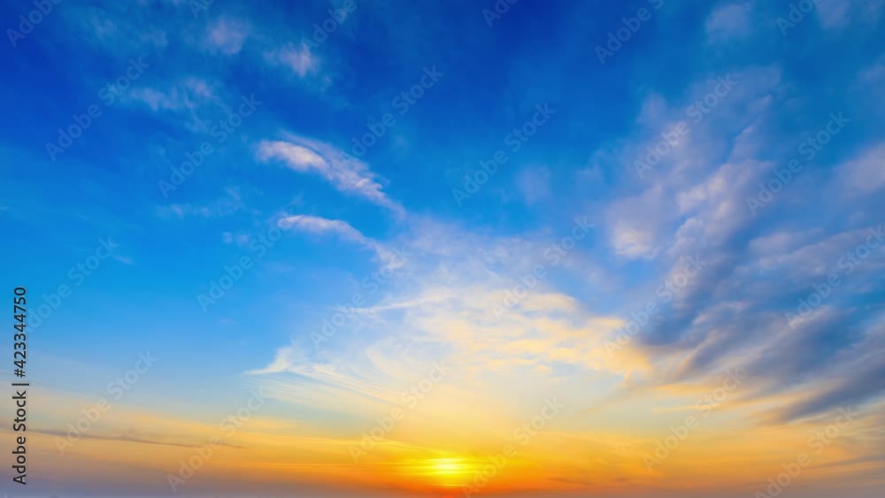 4K Time lapse,beautiful sky with clouds background,Blue sky with clouds and sun,Clouds at sunset.