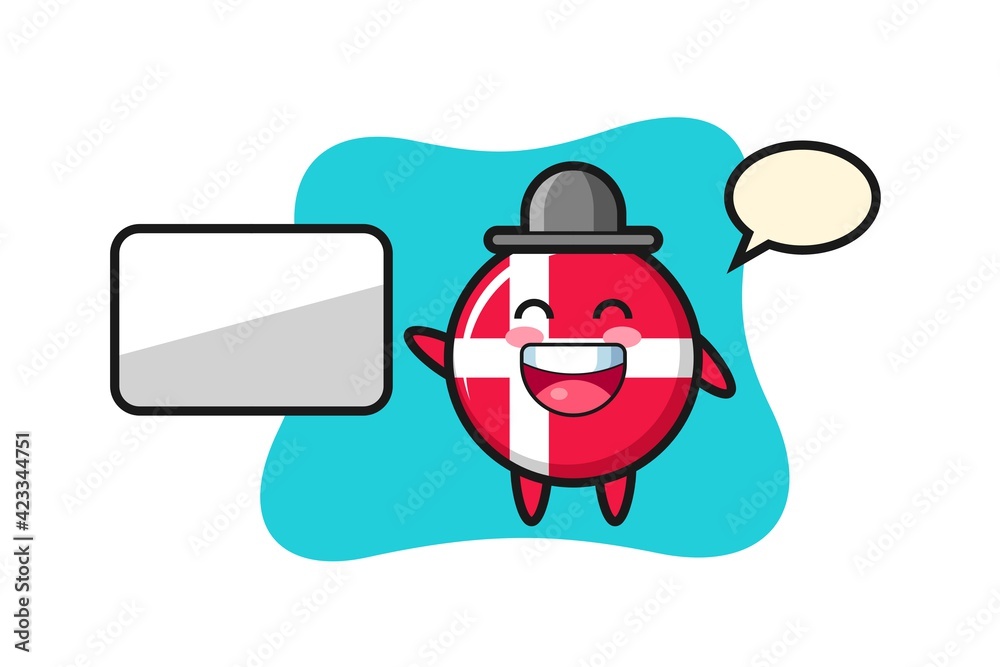 denmark flag badge cartoon illustration doing a presentation denmark flag badge cartoon illustration doing a presentation