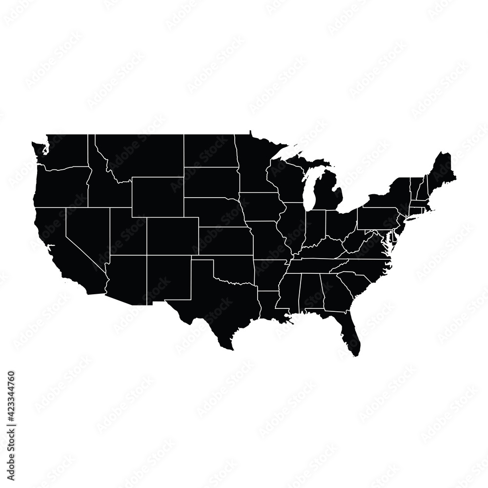 USA country map vector with regional areas