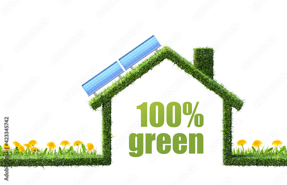 eco house concept made of grass and flowers eco house concept made of grass and flowers