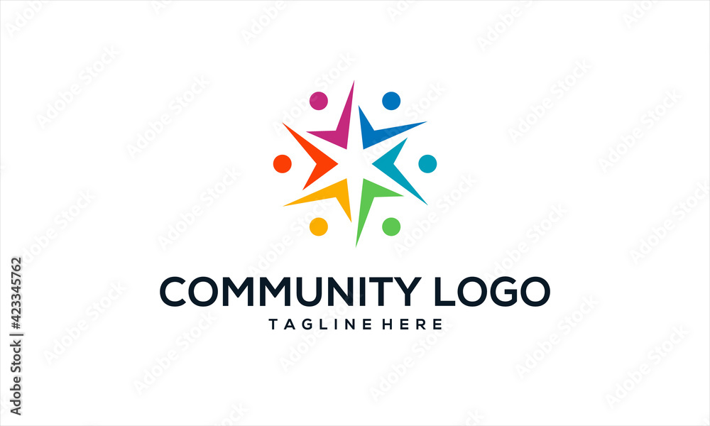 People community colorful logo template with human connected icon shape People community colorful logo template with human connected icon shape