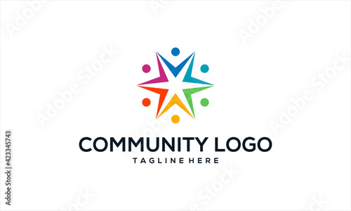 Free Download People community colorful logo template with human connected icon shape - GFXLoad