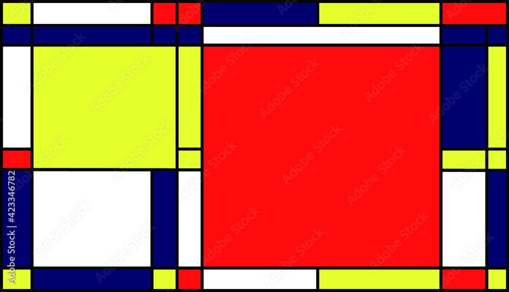 Graphic illustration of Mondrian painting