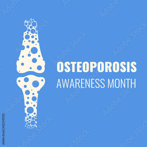 World osteoporosis awareness month. Porous femur conceptual vector illustration. Loss of bone mass, hip fractures and broken bones prevention. Skeletal system disease. Senior osteopathy.