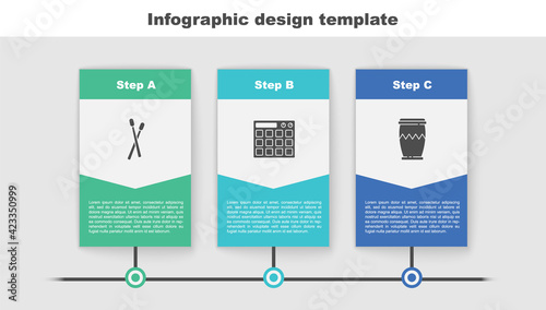 Set Drum sticks, machine and . Business infographic template. Vector