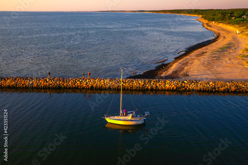 Fototapeta Naklejka Na Ścianę i Meble -  View of the Baltic Sea at sunset, Pavilosta, Latvia