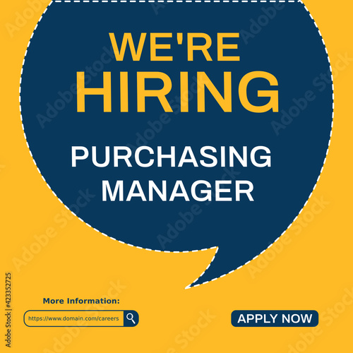 Modern job vacancy square web banner for social media post. Hiring job template for purchasing manager