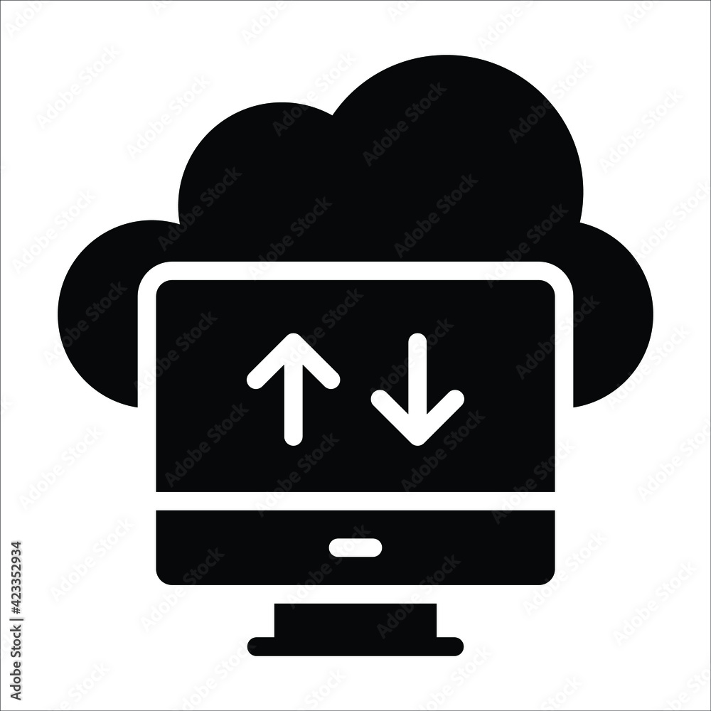 cloud data transfer glyph modern illustration cloud data transfer glyph modern illustration