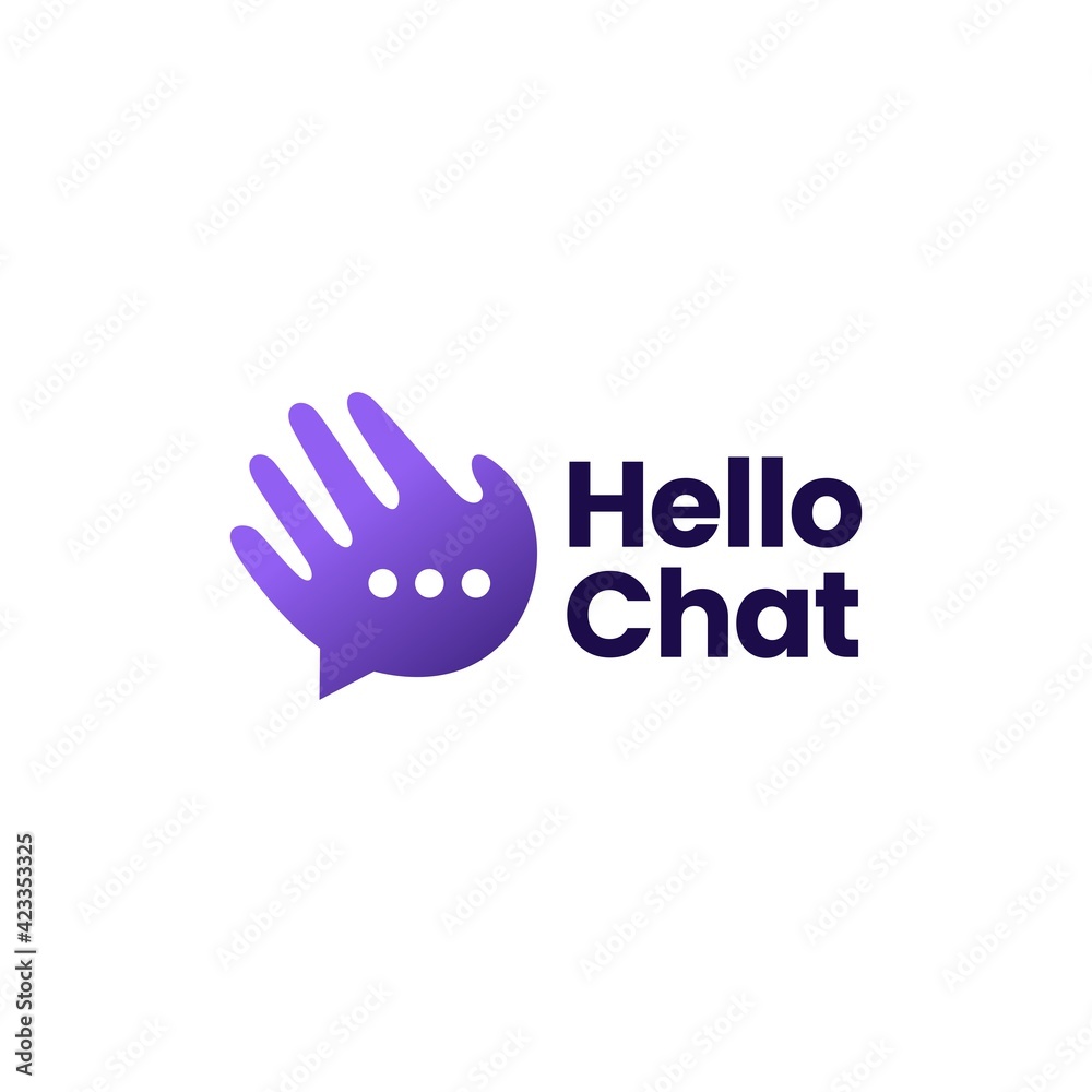 hello chat hand hi talk bubble logo vector icon illustration hello chat hand hi talk bubble logo vector icon illustration