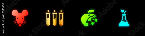 Set Experimental mouse, Reagent bottle, Biological structure and Plant breeding icon. Vector