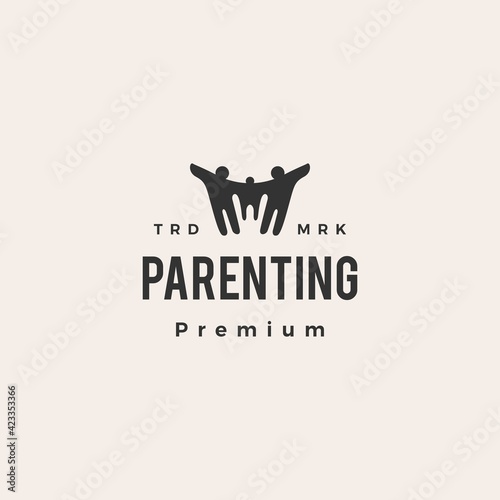 parenting kids children teacher hipster vintage logo vector icon illustration