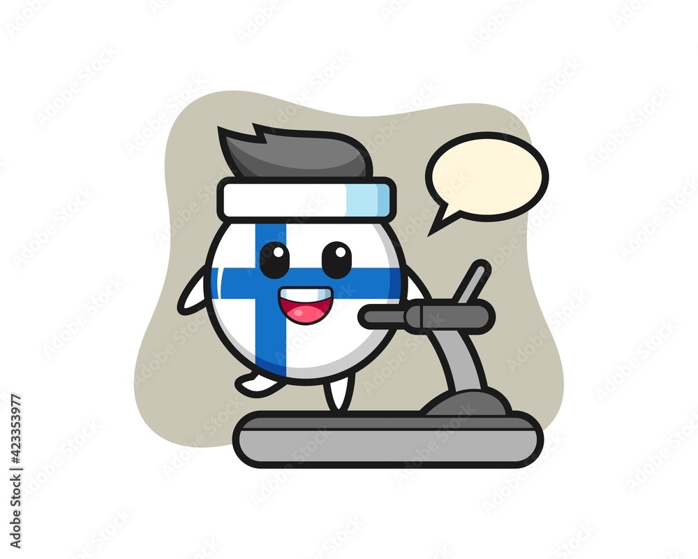 custom made wallpaper toronto digitalfinland flag badge cartoon character walking on the treadmill