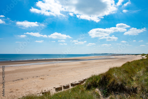 View looking south on Druridge Bay  Northumberland  England  UK 