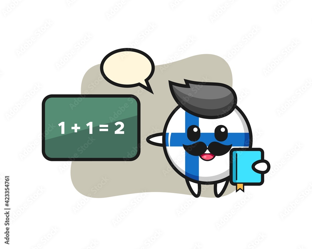 Illustration of finland flag badge character as a teacher Illustration of finland flag badge character as a teacher