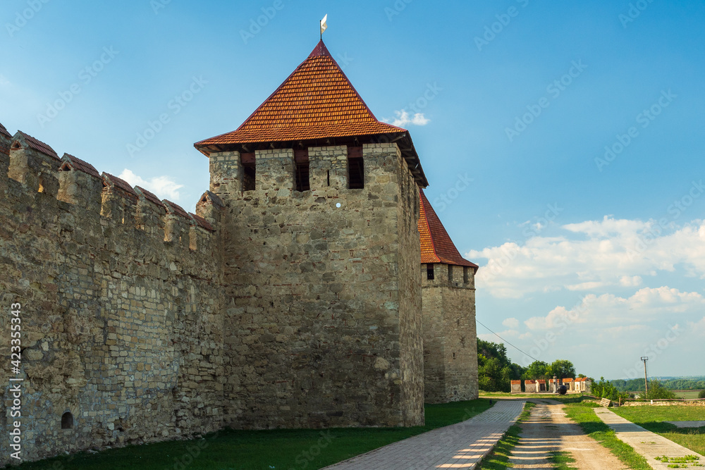 View to towers of Bendery fortress in Bender, Transnistria