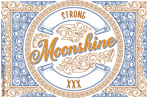 Moonshine vintage decorative ornate label design