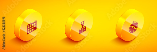 Set Isometric Calendar, Captain of ship and Compass icon. Vector