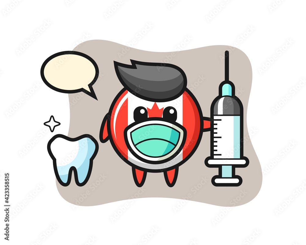 Mascot character of canada flag badge as a dentist Mascot character of canada flag badge as a dentist