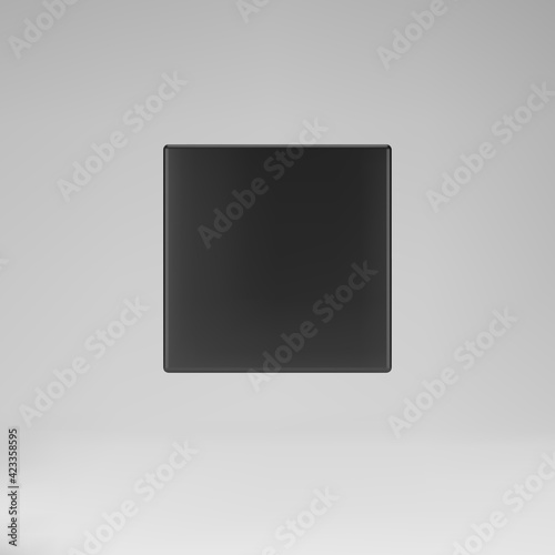 Black 3d modeling front view cube with perspective isolated on grey background. Render a rotating 3d box in perspective with lighting and shadow. 3d basic geometric shape vector illustration