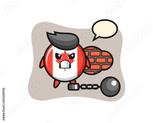 Character mascot of canada flag badge as a prisoner © heriyusuf