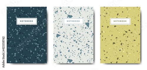 Terrazzo abstract cover page templates. Universal abstract layouts. Applicable for notebooks, planners, brochures, books, catalogs