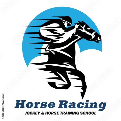 Horse racing logo with jockey, good for competition, stable, farm, tournament logo design 