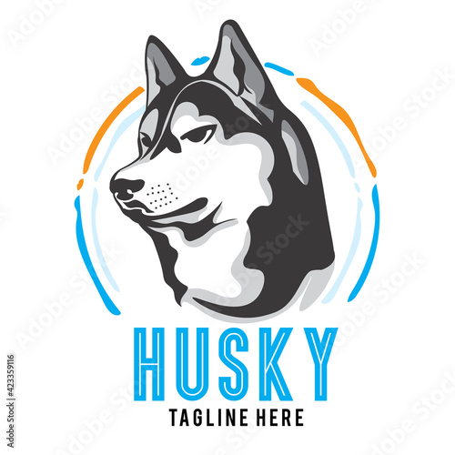 Siberian husky vector logo, perfect for husky owner club logo and tshirt design photo