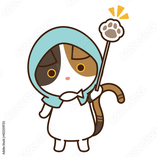 防災頭巾を被ってお知らせしてくれている猫のイラスト