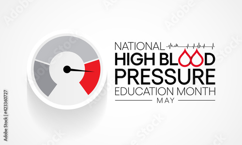 National High Blood pressure (HBP) education month is observed each year in May. it is also called hypertension. vector illustration.