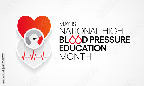 National High Blood pressure (HBP) education month is observed each year in May. it is also called hypertension. vector illustration.