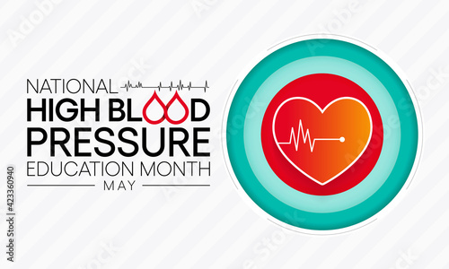 National High Blood pressure (HBP) education month is observed each year in May. it is also called hypertension. vector illustration.