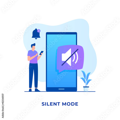 Flat illustration silent mode concept design. Illustration for websites, landing pages, mobile applications, posters and banners